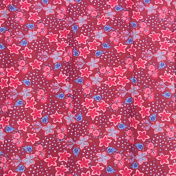 Mahima Print with Red Base & Multi Floral Print on Pure Cotton Cambric