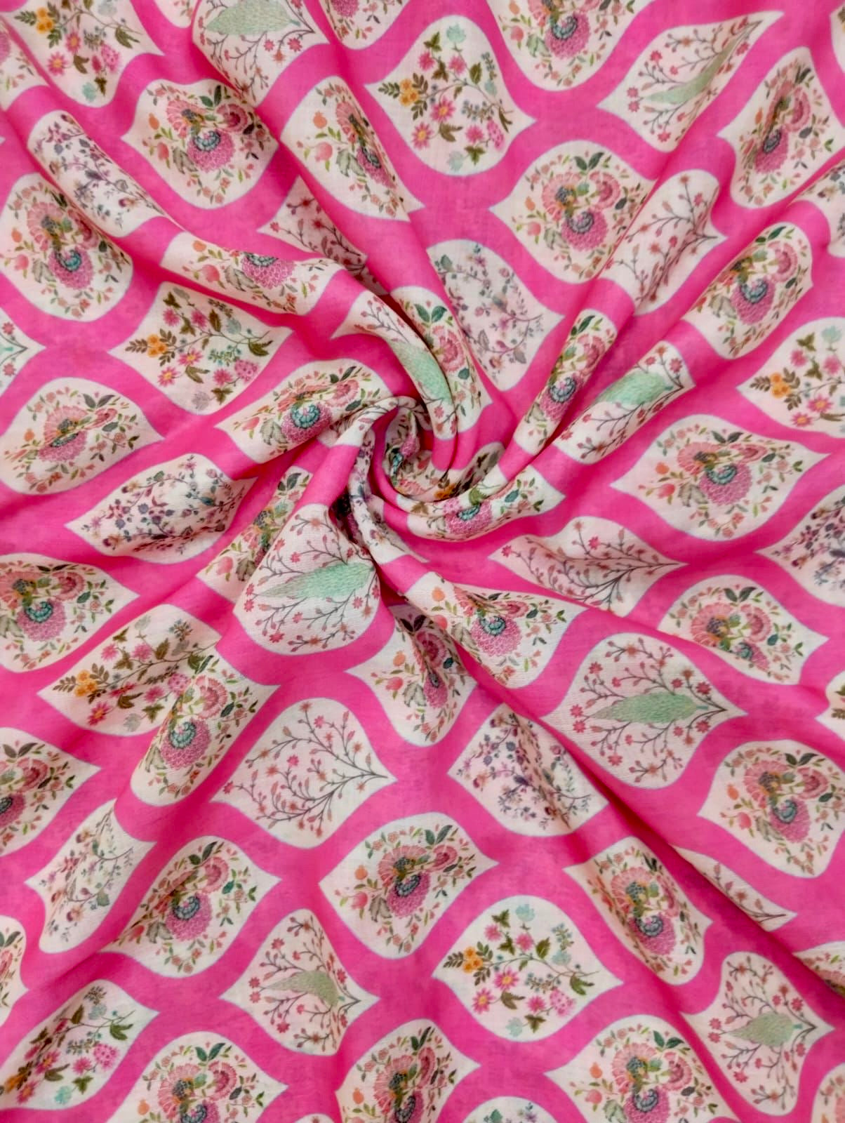 Pink Floral Print in Pure Cotton  Cambric SS 826