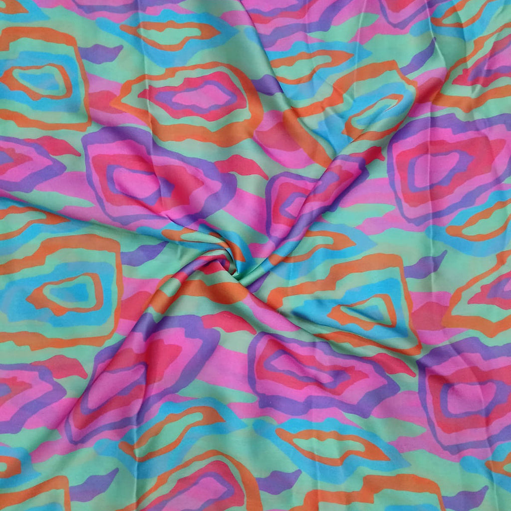 Multi Colour Abstract Print on Satin Georgette Fabric OM PK 1376