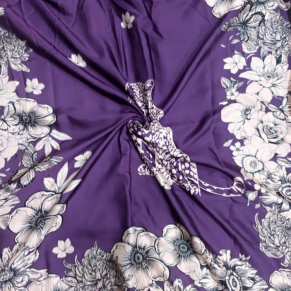 Gazal Purple Leopard Print on Linen Satin TS005