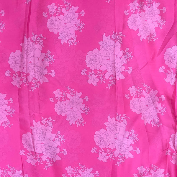 Pink Floral Print on Satin Georgette Fabric