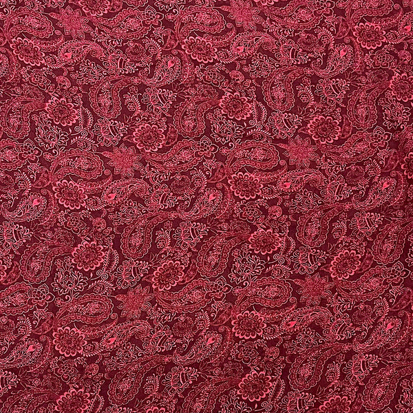 Small Paisley Print on Pure Viscose Georgette with Maroon Base Colour