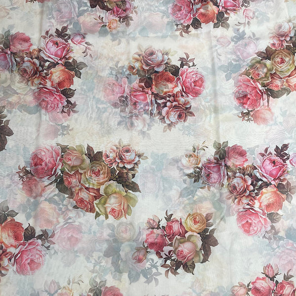 Sabya Super Hit Print with Beige Base & Floral Design on Satin Georgette