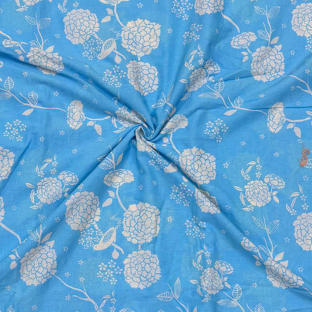 Paulmi Blue Floral Print on Pure Cotton Cambric