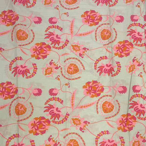 Archana Print with Pista Green Base & Floral Print on Pure Cotton Cambric