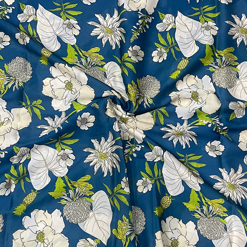 Blue Floral Print in Satin Georgette TK 350