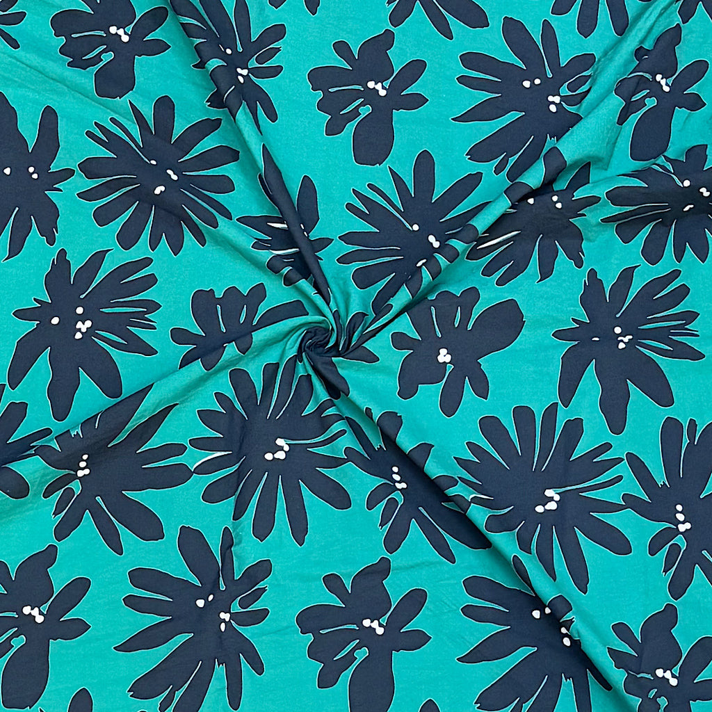 Dhruv Rama Green Black Floral Print on Pure Cotton Poplin OM PS 344 C1