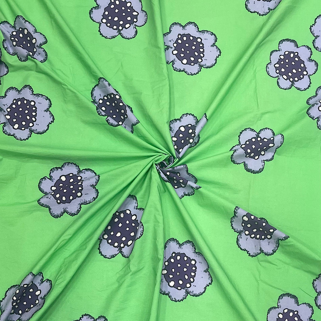 Dhruv English Floral Print in Green Color on Pure Cotton Poplin Fabric