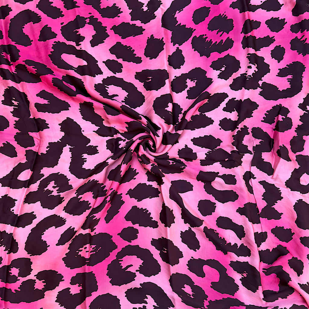 Shaded Pink Leopard Print on Pure Modal Satin