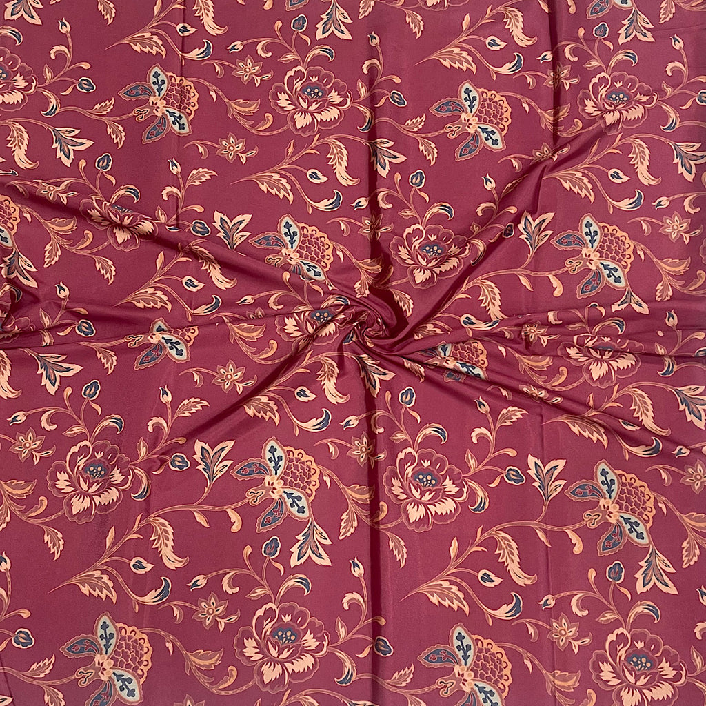 Small Floral Print in Maroon color on Crepe Silk OM SG 196 C1