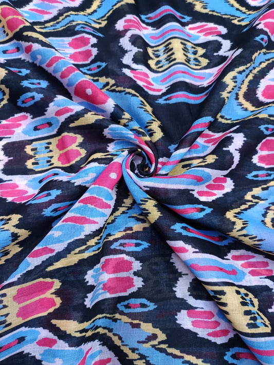 Black Ikat Print in Linen