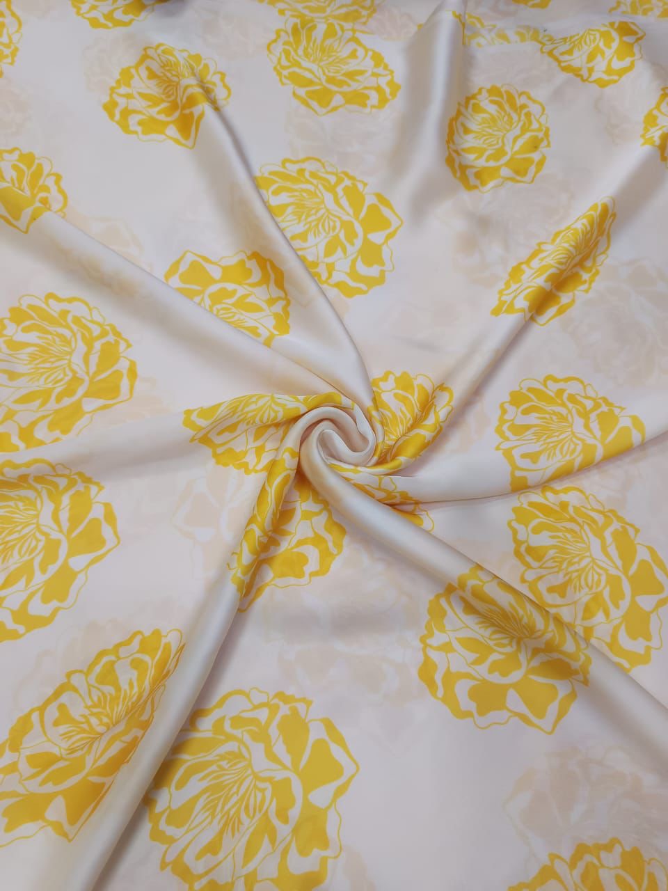 White with Yellow Floral Print on Pure Muslin SS 854