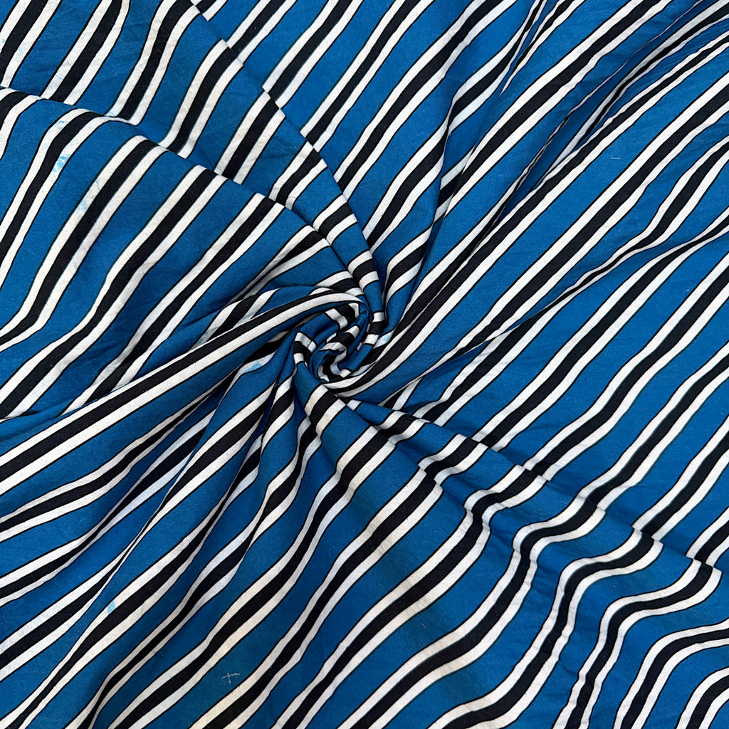 Dhruv Blue Diagonal Striies Print on Pure Cotton Poplin TK 538 C1