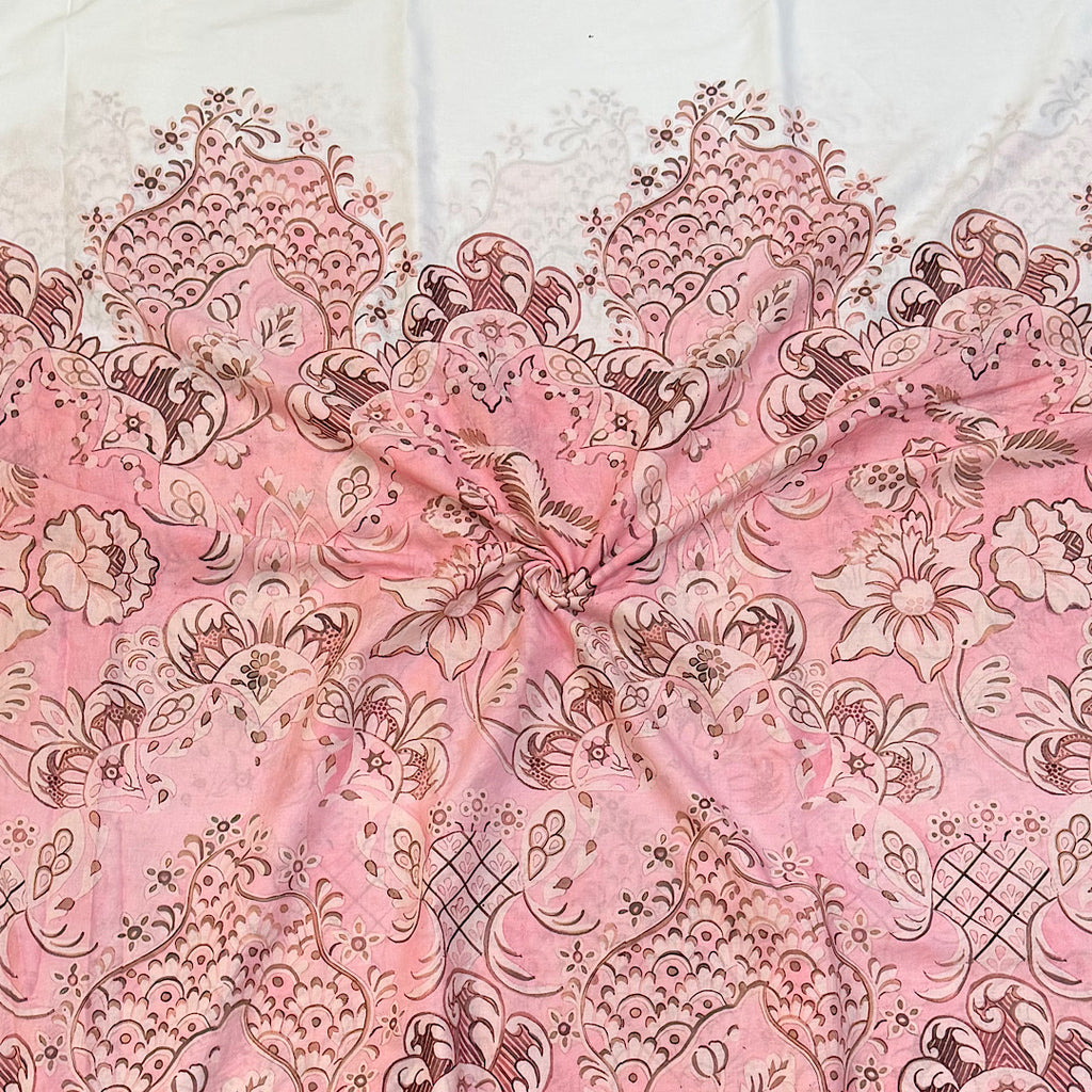 Modern Italian Floral Print in Dusty Pink Color on Pure Cotton Fabric