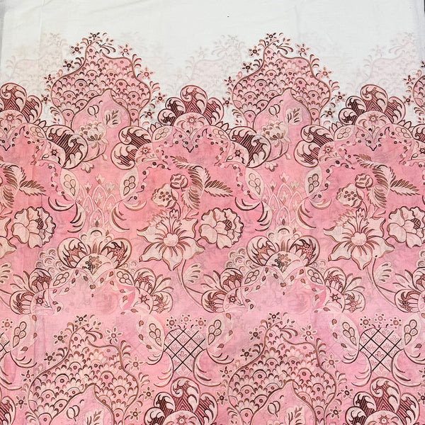 Modern Italian Floral Print in Dusty Pink Color on Pure Cotton Fabric