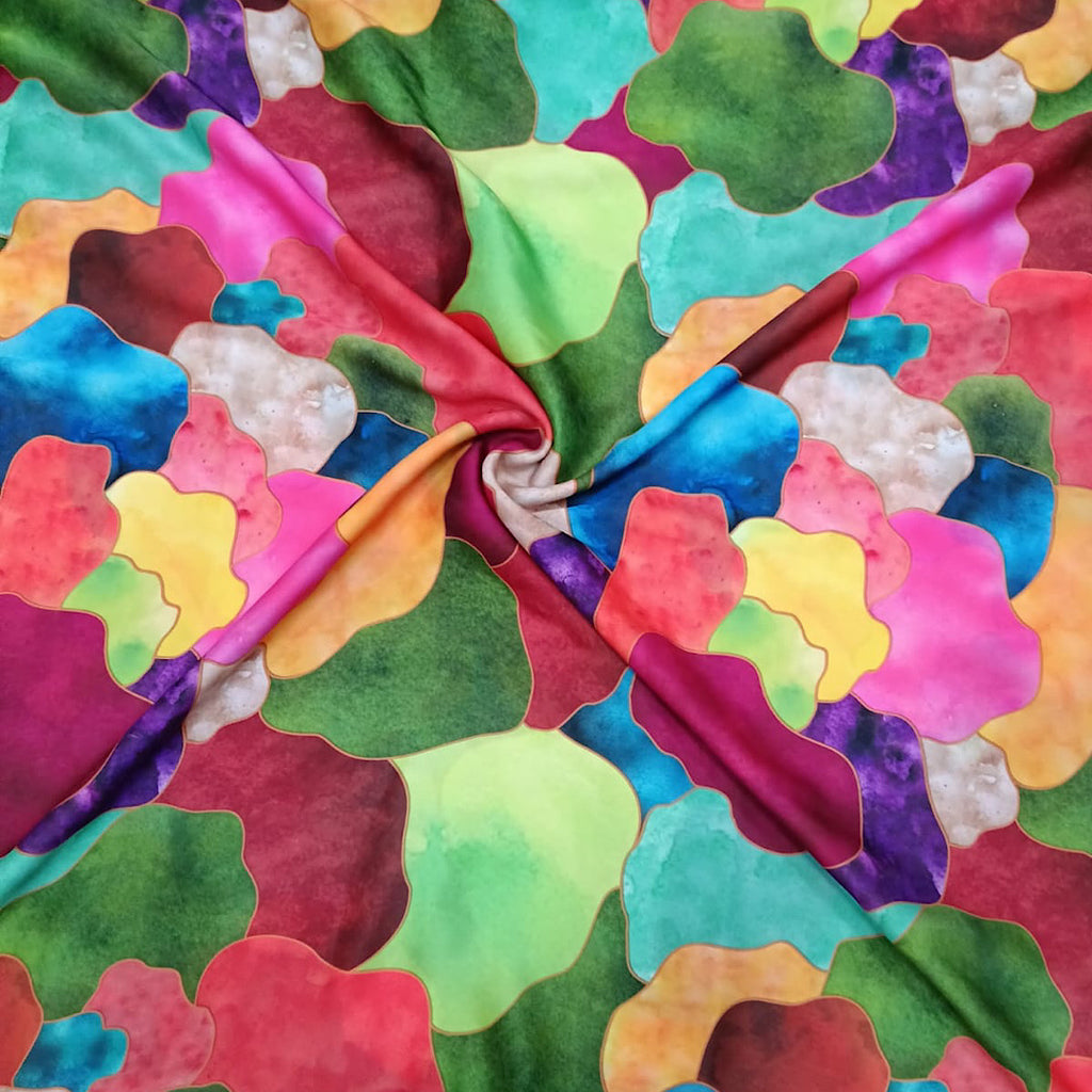 Multi Colour Bright Abstract Print in Satin Georgette OM SS 206