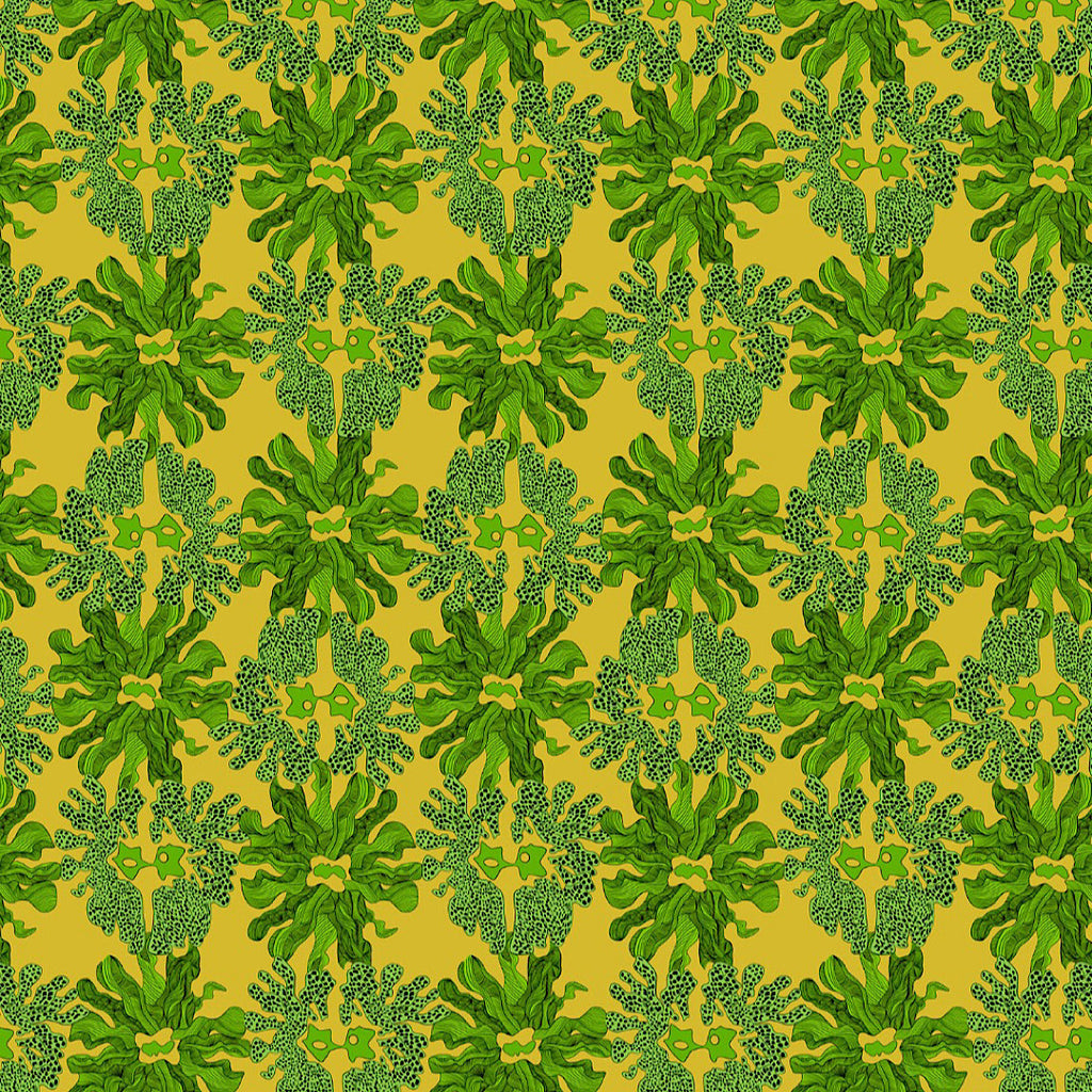 Dhruv Floral Print in Yellow & Green color on Pure Modal Satin