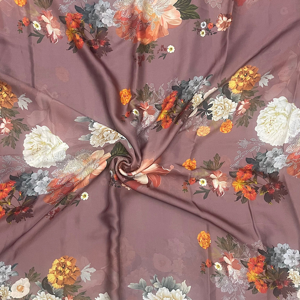 New Color Floral Print on Satin Georgette OM SG 110