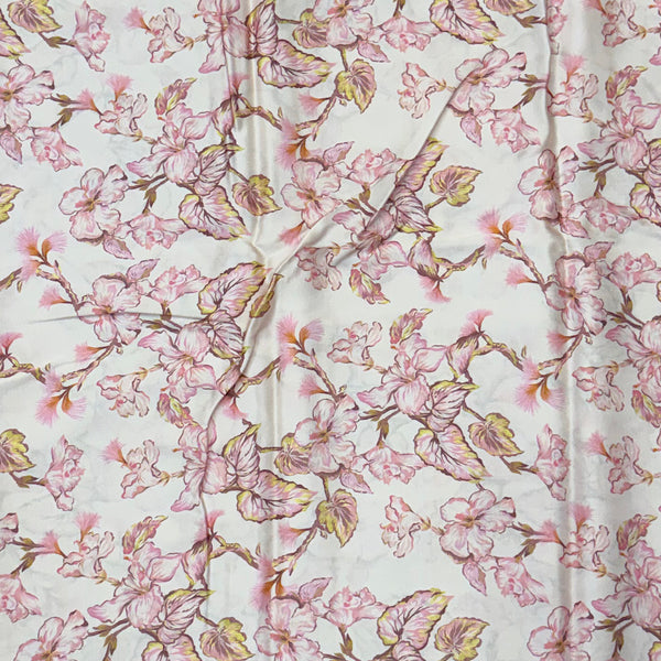 Beige with Light Pink Leaves Print on Pure Modal Satin OM RS