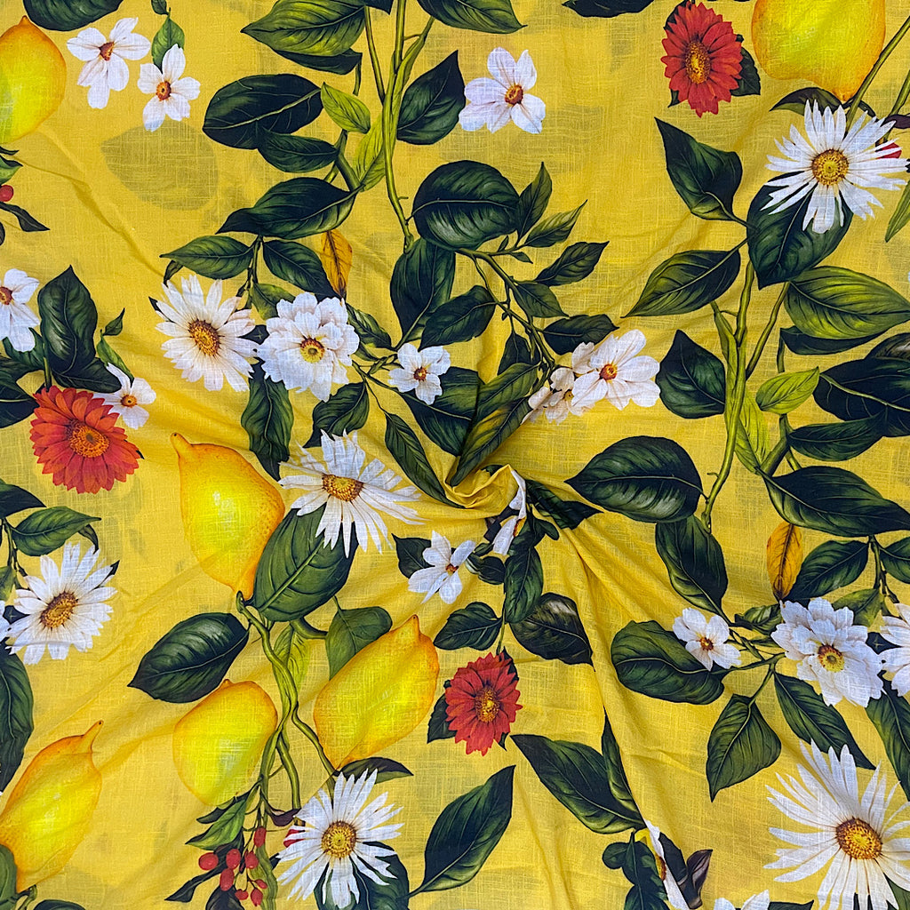 Designer Fruits & Floral Print on Pure Cotton Linen OM SG 256 C1