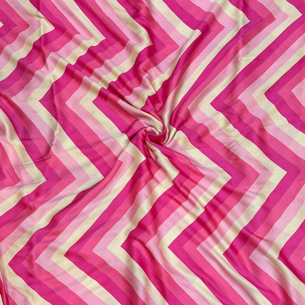 Multi Colour ZigZag Stripes in Pure Modal Satin