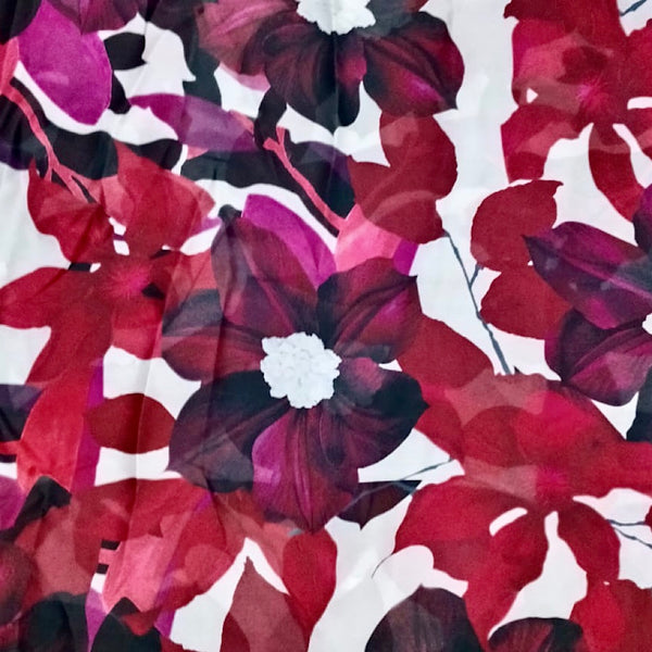 Yam Big Floral Print with Red Flower & White Base OM PK 1295