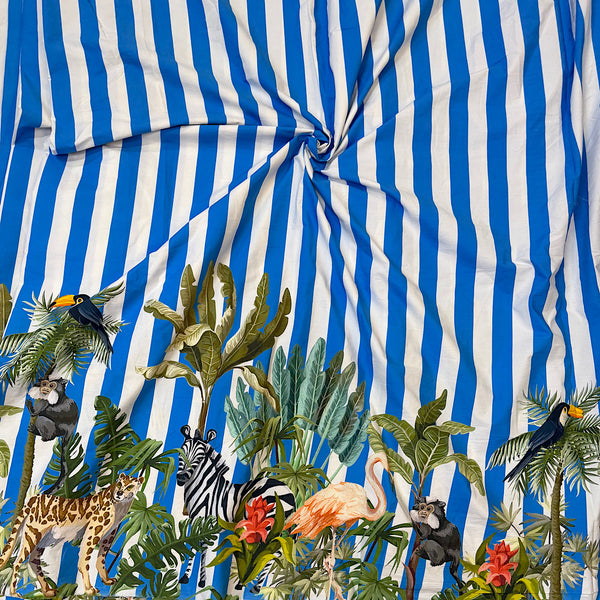 Daaman Style Stripes Tropical Print with Zebra on Pure Cotton Poplin OM PS 350