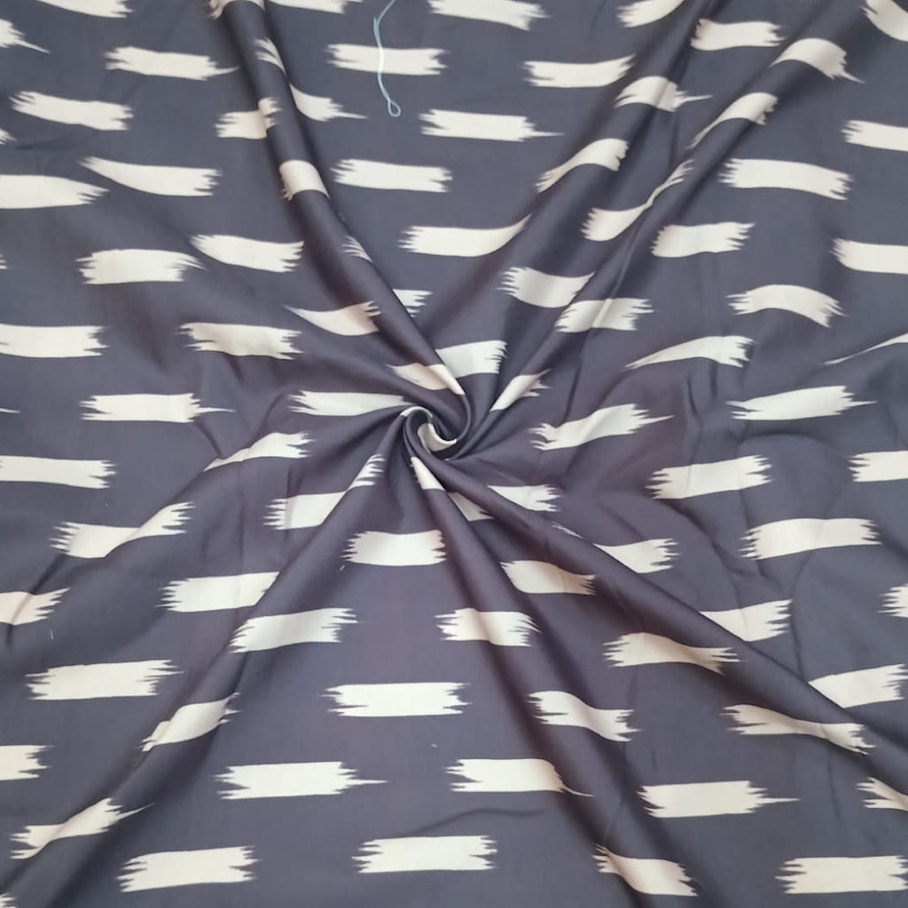 Small Ikat Print in Black Base on Pure Cotton Fabric OM PS 380