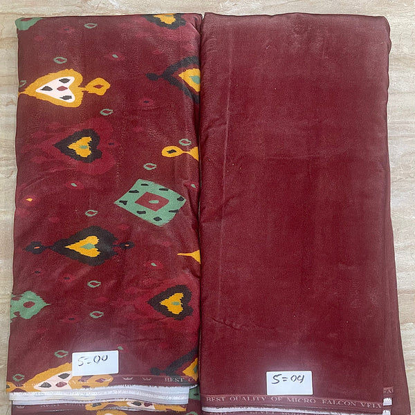 Raveena Kaftan Ikat Print with Maroon Color Base on Micro Velvet 9000