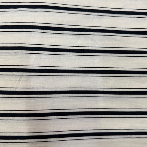 Dhruv White & Black Stripes Print on Pure Cotton Poplin