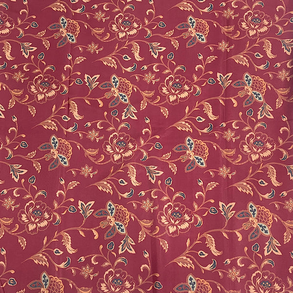 Small Floral Print in Maroon color on Crepe Silk