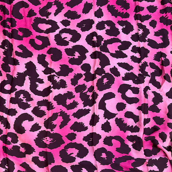 Shaded Pink Leopard Print on Pure Modal Satin