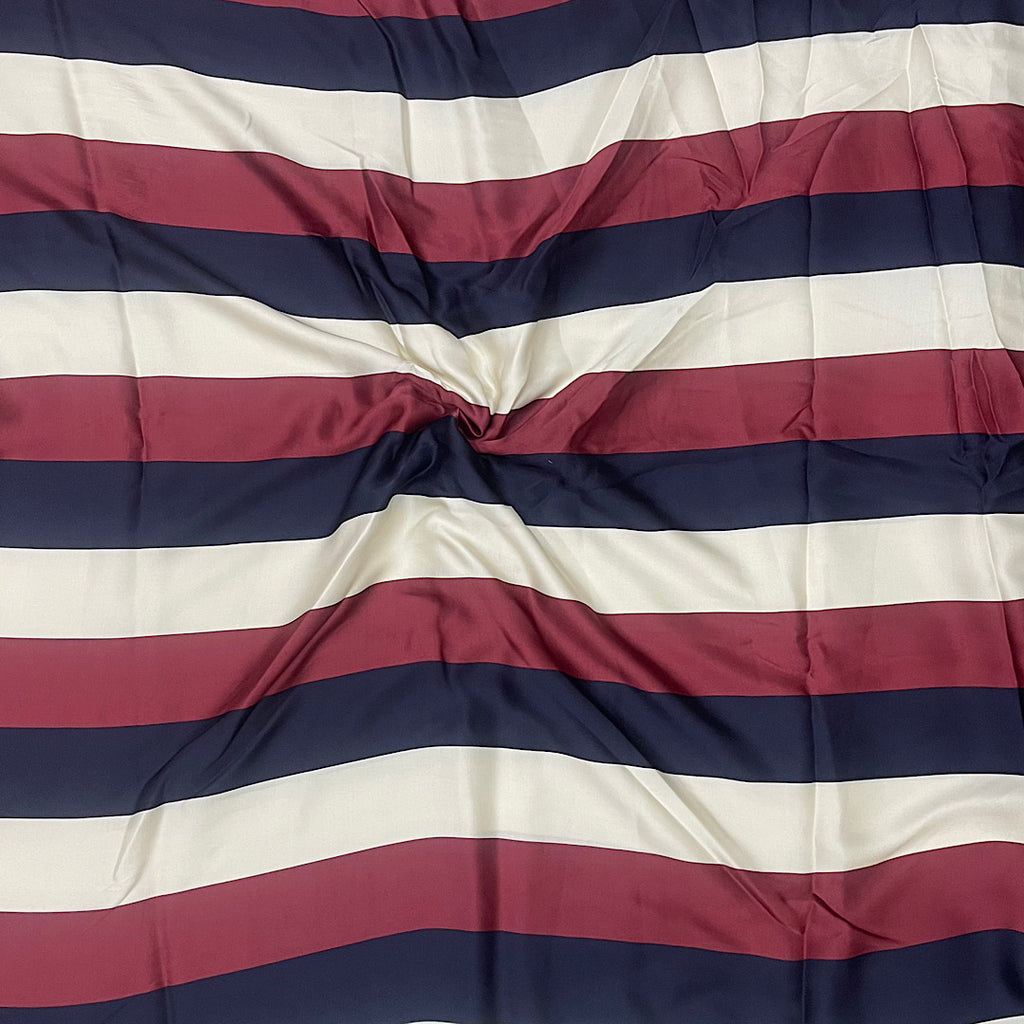 Roshni Thick Stripes Print in Maroon, Black & Ivory color on Pure Modal Satin