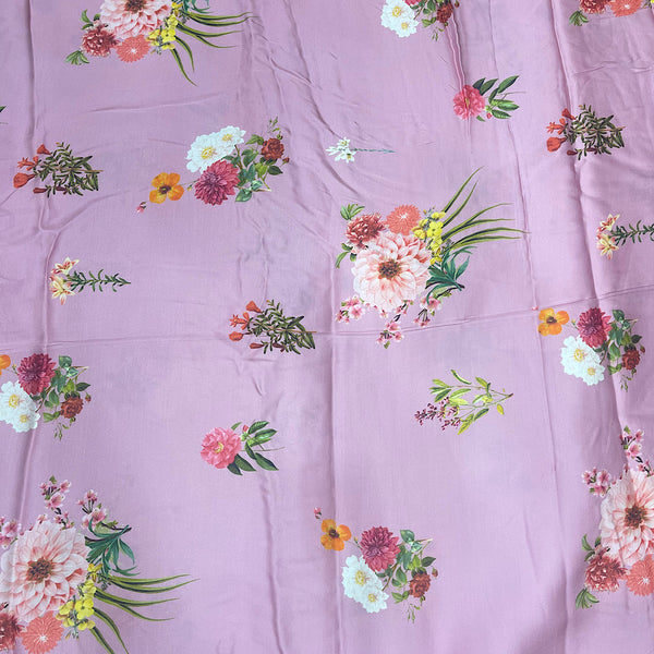 Light Purple Floral Print by Yam on Pure Modal Satin with Color options
