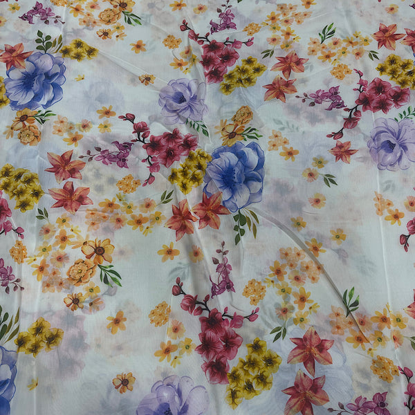 Farm Rio Small Floral Print in White on Pure Muslin