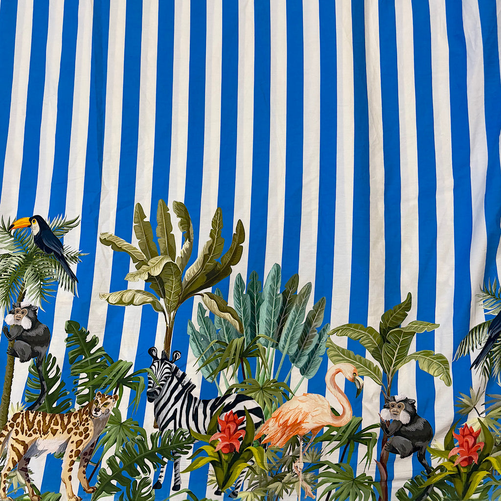 Daaman Style Stripes Tropical Print with Zebra on Pure Cotton Poplin OM PS 350