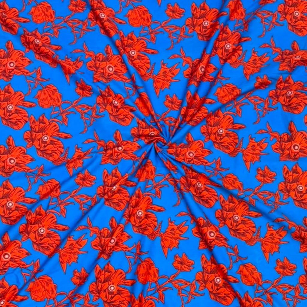 Dhruv Scarlet Floral Vine Print on Pure Cotton Poplin OM PS 406