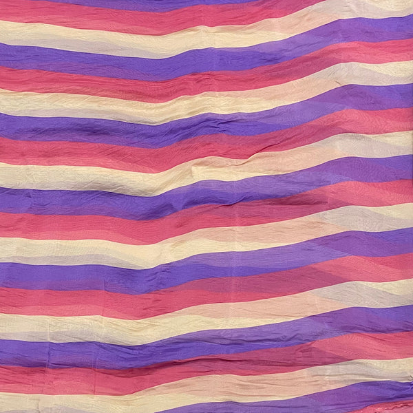 Multi Color Stripes Print For Saree on Pure Viscose Organza