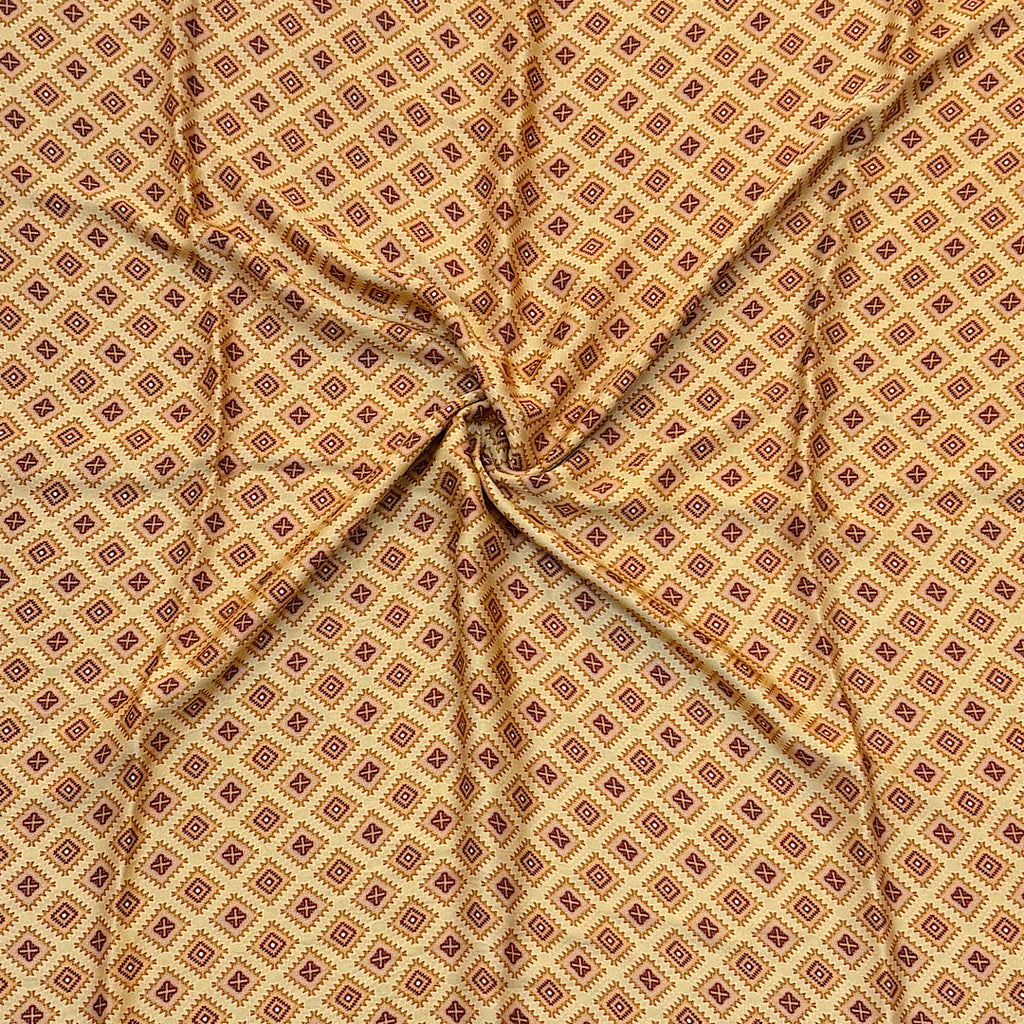 Tarun Light Gold Small Traditional Print on Pure Modal Satin