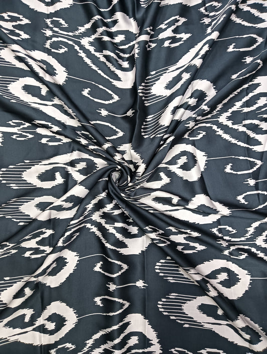 Black & White Ikat Print in Modal Satin