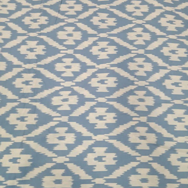 Ikat Print in Pure Cotton Fabric in Blue Base OM PS 381