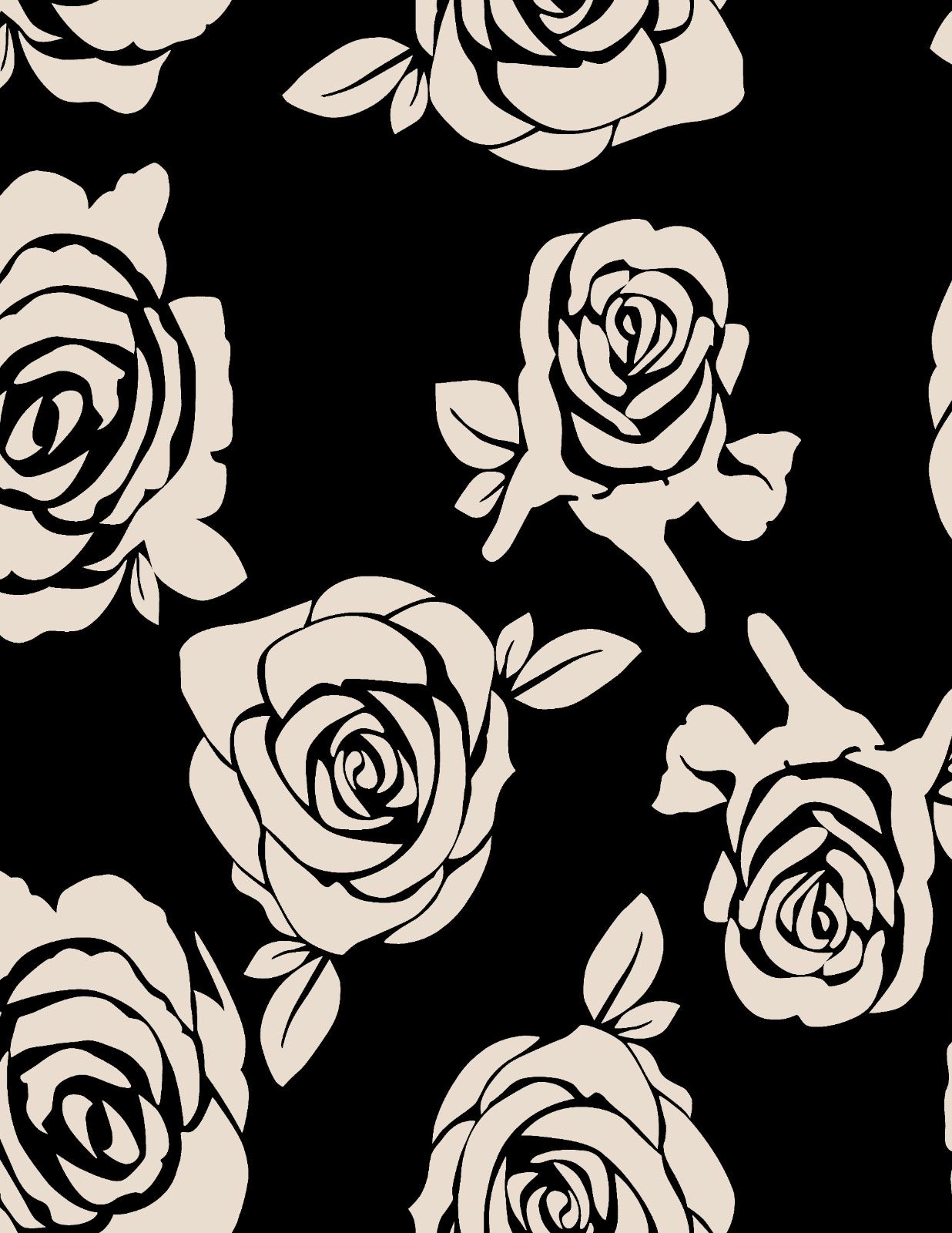 Black & White Floral Print on Pure Muslin OM PS 72