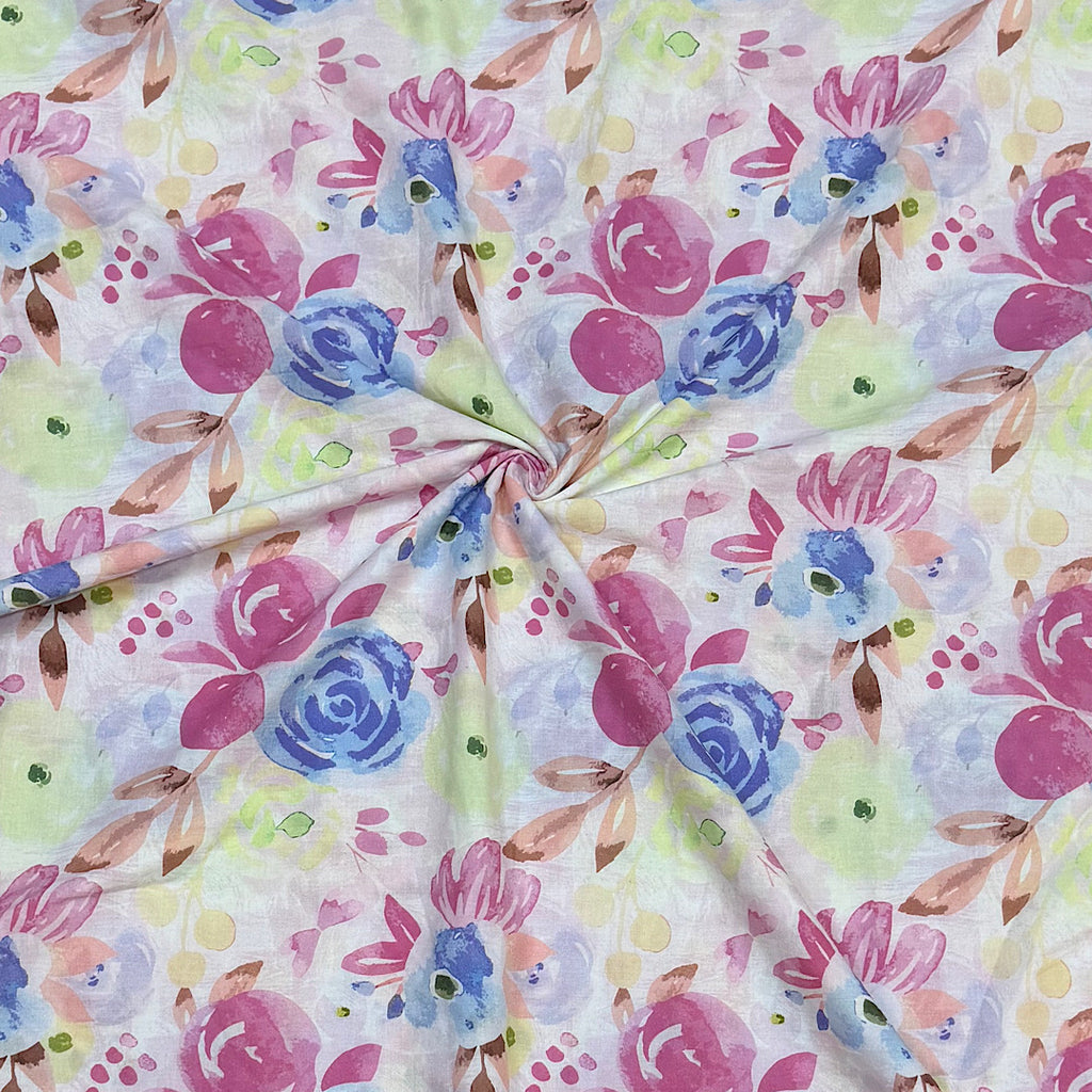 Light Multi Floral Print on Pure Cotton Poplin OM PS 345