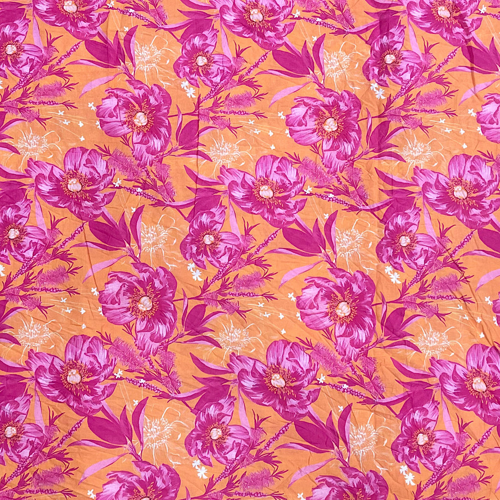 Pink & Orange Floral Print on Pure Cotton Cambric OM SS 249