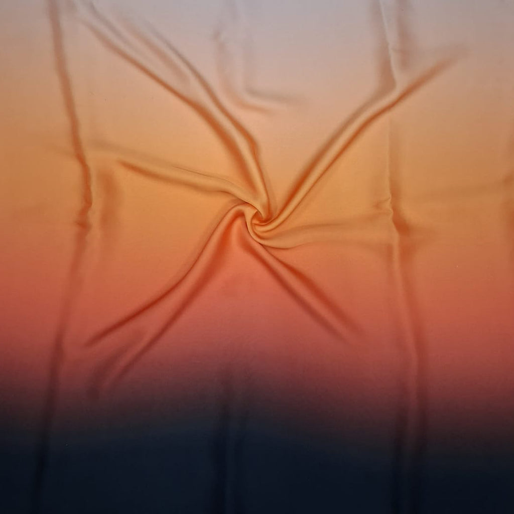 Orange to Rust shaded Ombré Print in Satin Georgette Fabric