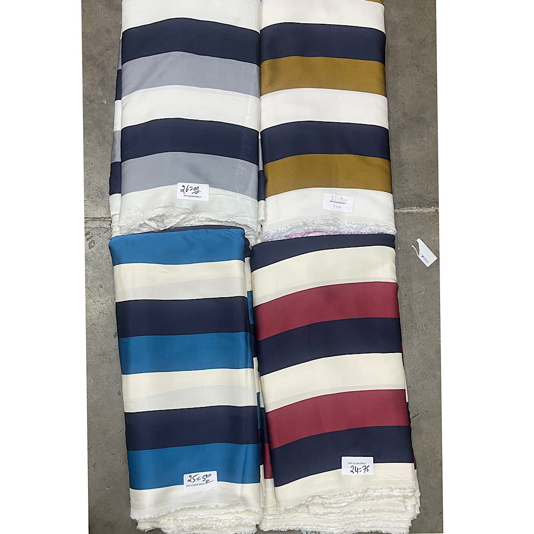 Roshni Thick Stripes Print in Blue, Black & Ivory color on Pure Modal ...