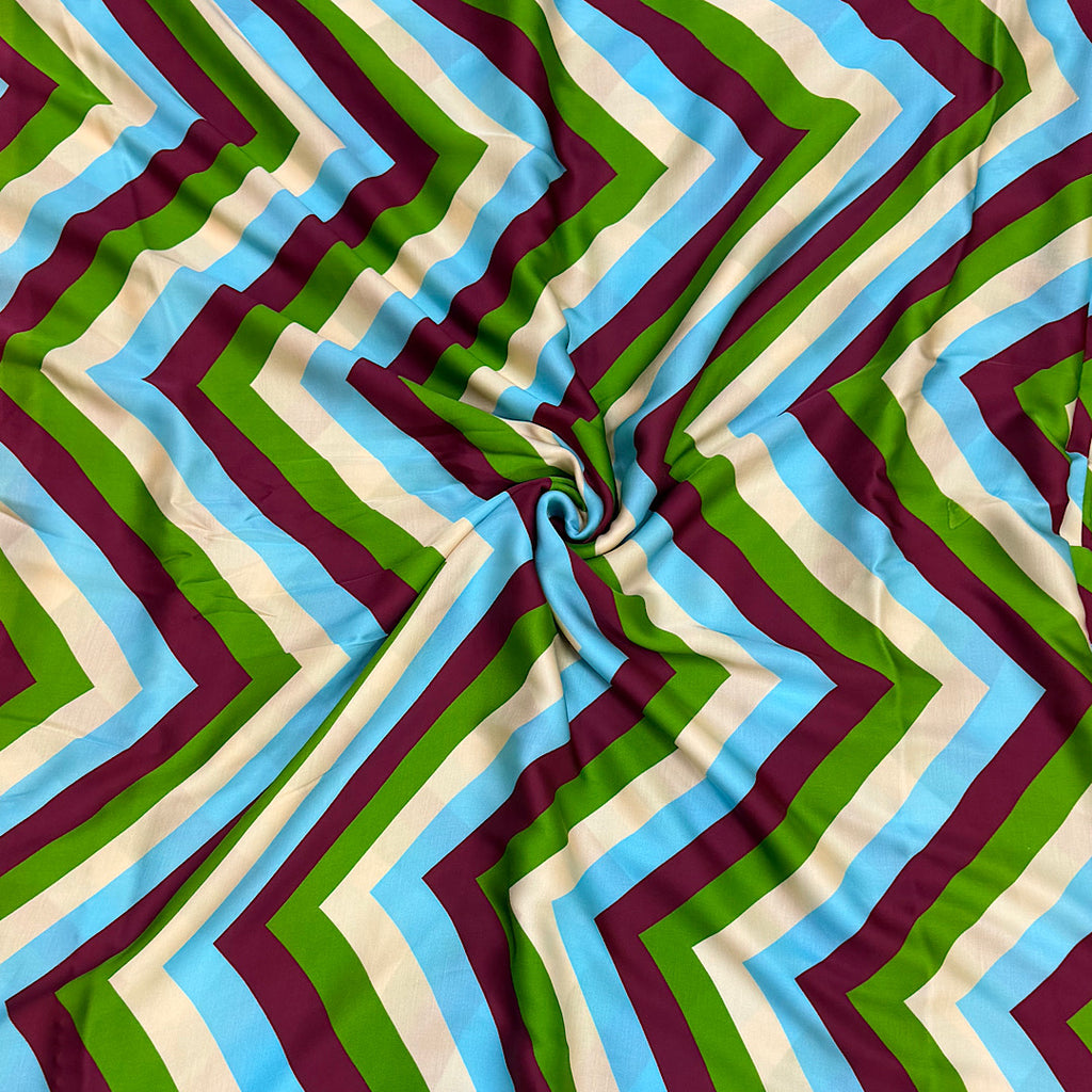 Multi Colour ZigZag Stripes in Pure Modal Satin