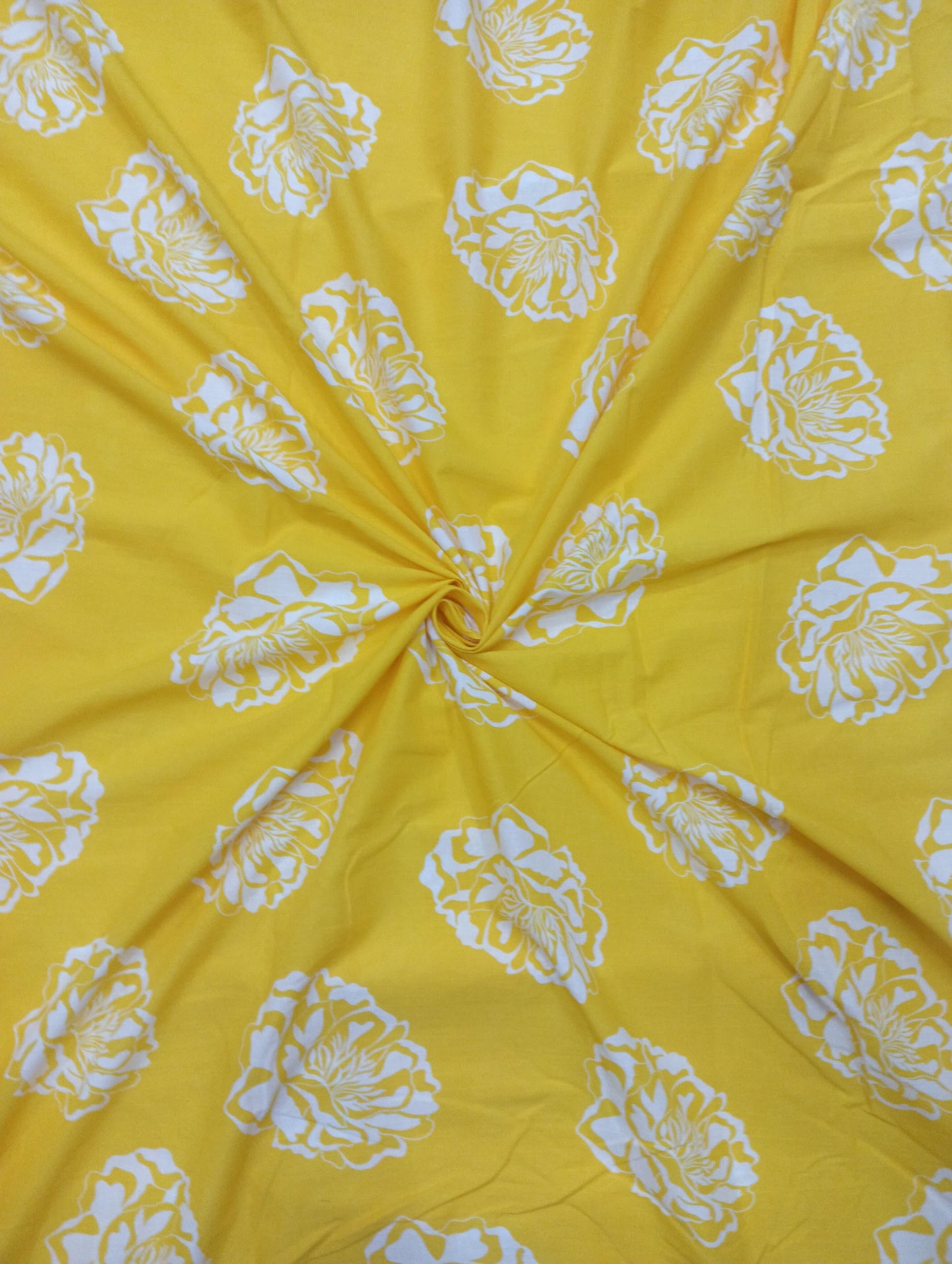 Yellow with White Floral Print on Pure Muslin SS 854