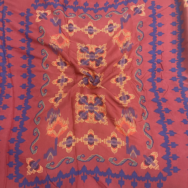 Farm Rio Floral Panel Print in Maroon color on Pure Muslin