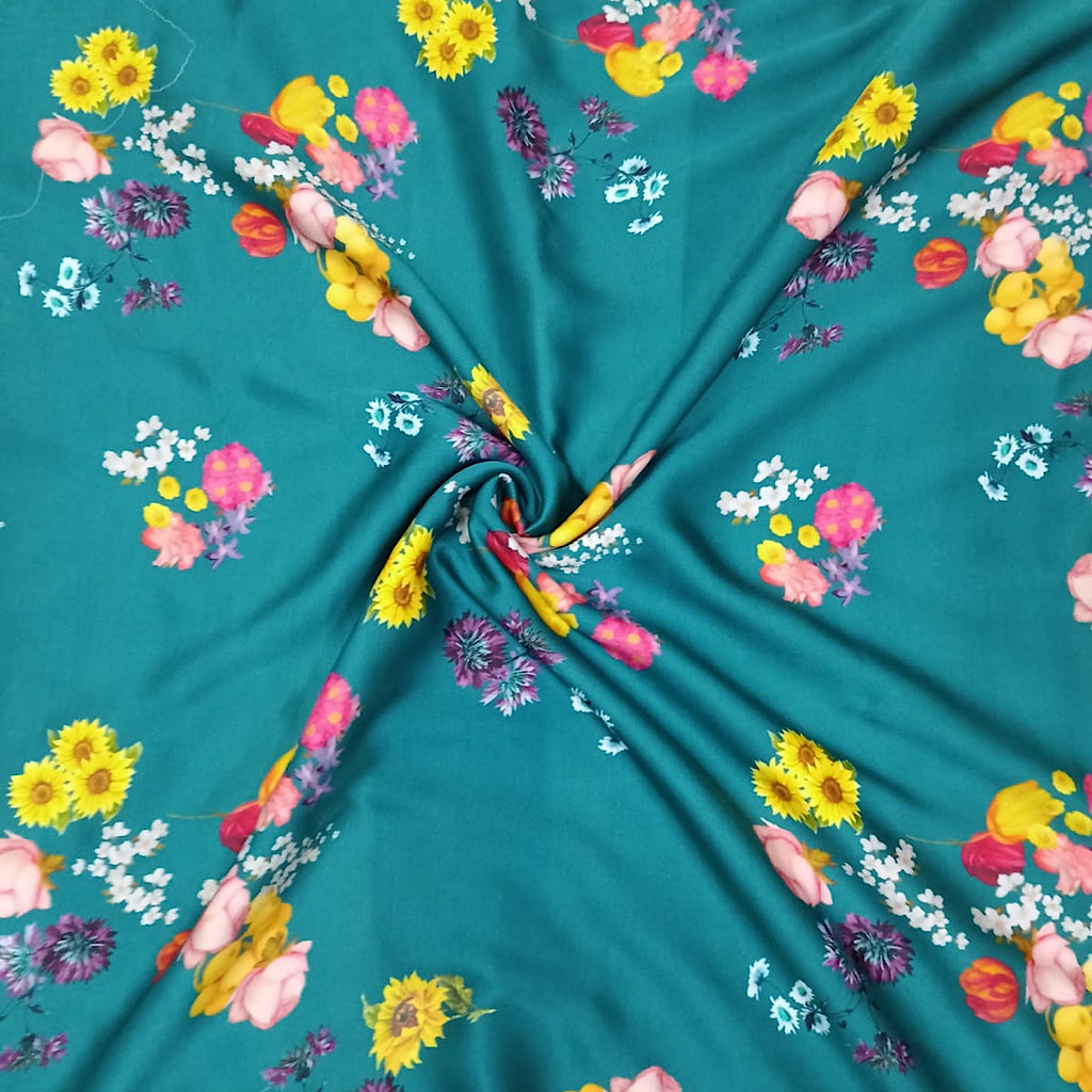 Black Floral Print by Yam on Pure Modal Satin with Color options